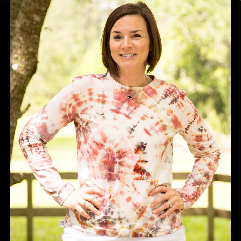 One of a kind, hand dyed long sleeved, cotton, tee shirt.